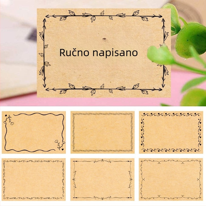 Samoljepljive pravokutne naljepnice od kraft papira, 80 komada po pakiranju, četverobarni otisak, podloga od glassine papira
