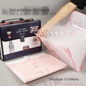 A4 akordion mapa s višestrukom klasifikacijom, spremanje ispita i dokumenta za učenike; materijal plastika; stil vezanje užetom; oblik: vidi detalje