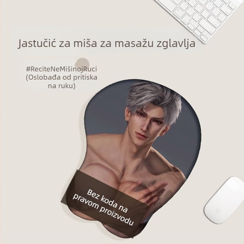 3D podložak za miš s podrškom za zapešće — IP dizajn, jednostrana, gumena podloga, 3D dizajn