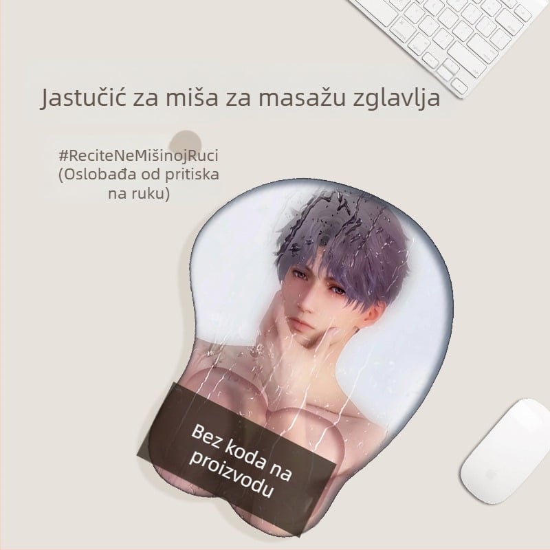 3D podložak za miš s podrškom za zapešće — IP dizajn, jednostrana, gumena podloga, 3D dizajn