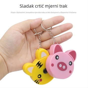 Mjerna vrpca s privjeskom, crtani životinjski motiv, dvostruka skala, automatsko povlačenje