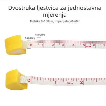 Mjerna vrpca s privjeskom, crtani životinjski motiv, dvostruka skala, automatsko povlačenje