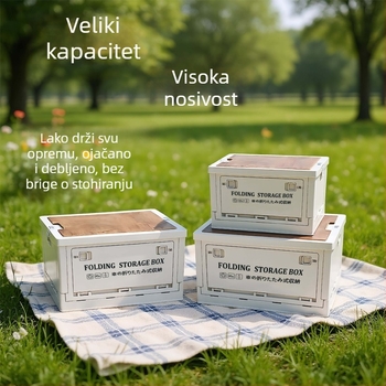 Sklopiva kutija za pohranu za auto za kampiranje, PP plastika, s kotačićima, 40-50 L kapaciteta, poklopac s klik zatvaranjem, mogućnost logotipa