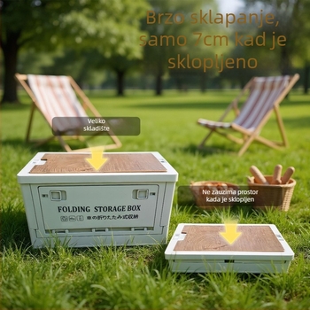 Sklopiva kutija za pohranu za auto za kampiranje, PP plastika, s kotačićima, 40-50 L kapaciteta, poklopac s klik zatvaranjem, mogućnost logotipa