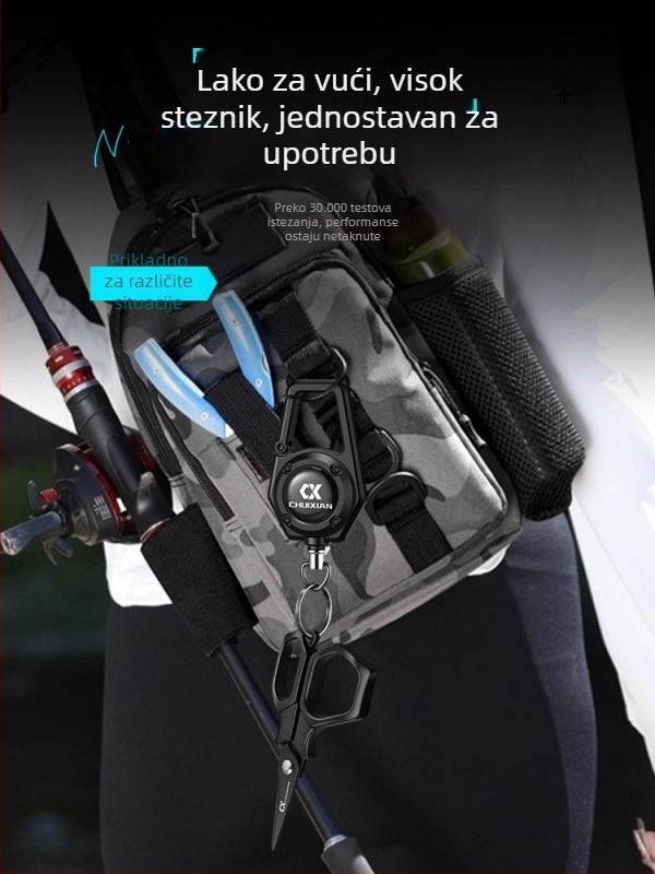 Izvlačni karabiner za telefon i outdoor ruksak – protiv gubitka, konopac i automatsko vraćanje • Marka: Drooping String • Materijal: ABS