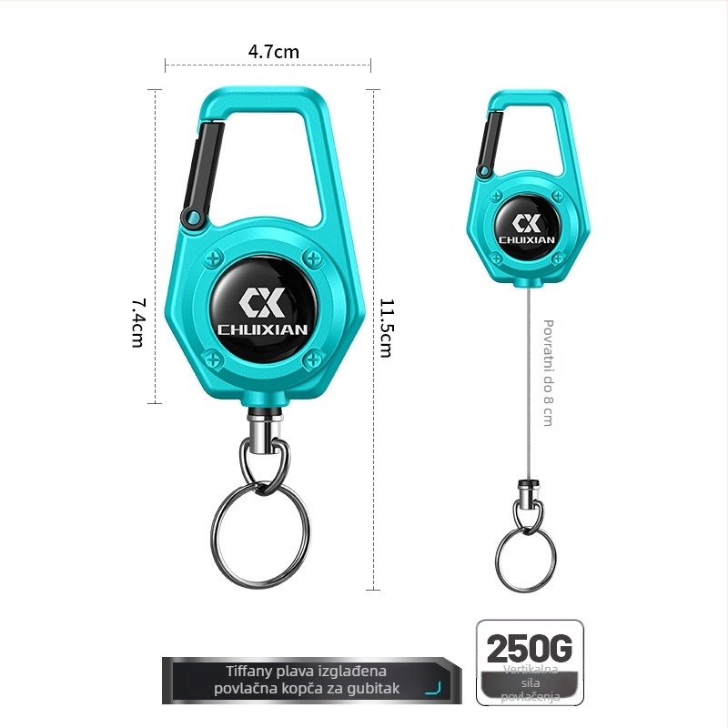 Izvlačni karabiner za telefon i outdoor ruksak – protiv gubitka, konopac i automatsko vraćanje • Marka: Drooping String • Materijal: ABS