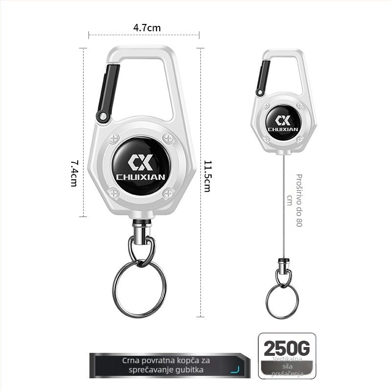 Izvlačni karabiner za telefon i outdoor ruksak – protiv gubitka, konopac i automatsko vraćanje • Marka: Drooping String • Materijal: ABS