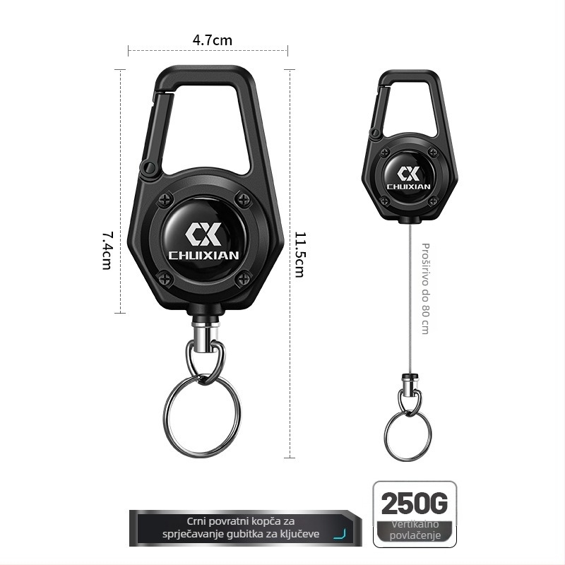 Izvlačni karabiner za telefon i outdoor ruksak – protiv gubitka, konopac i automatsko vraćanje • Marka: Drooping String • Materijal: ABS
