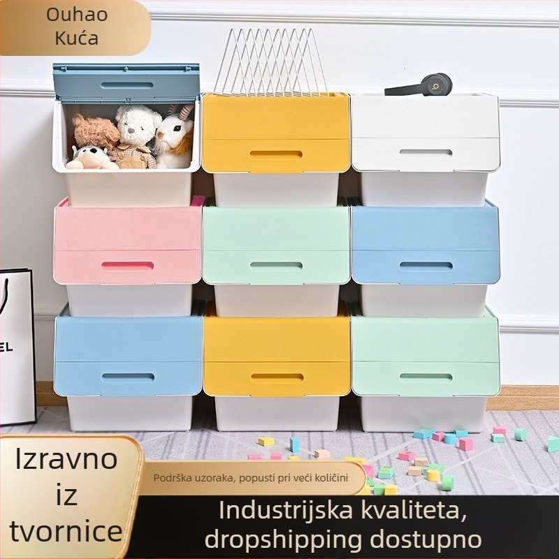 PP plastična kutija za pohranu s cartoon dizajnom, kapacitet 70–80 L, višestruka namjena, otporna na prašinu