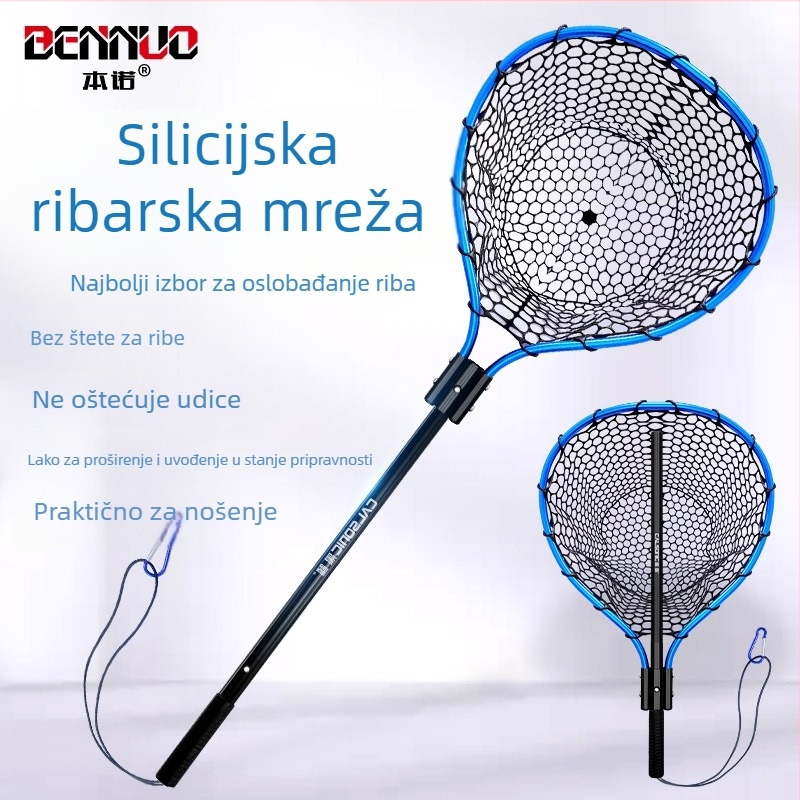 Benno sklopiva silikonska ručna mreža za ribolov – lagana za nošenje, za morski ribolov