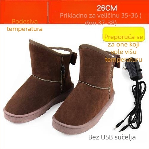 Muške USB grijane papuče, punjive, skidljive i perive, prava koža