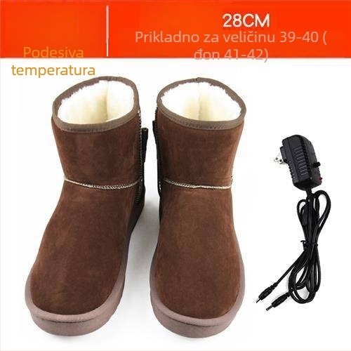 Muške USB grijane papuče, punjive, skidljive i perive, prava koža