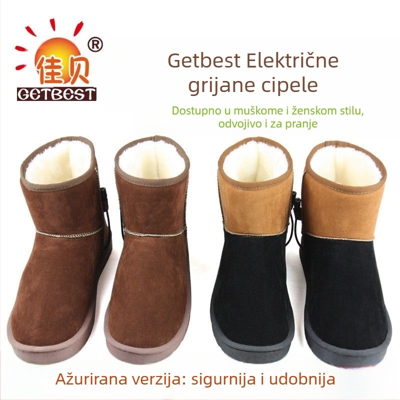 Muške USB grijane papuče, punjive, skidljive i perive, prava koža