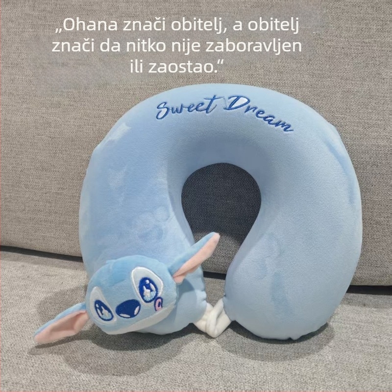 U-oblika putni jastuk za vrat s memorijskom pjenom i baršunastim navlakom