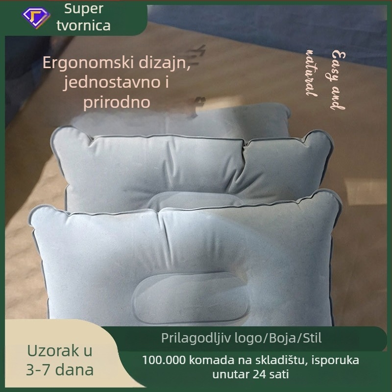 Nafukivaći putni jastuk s naslonom (materijal: flocking; način nadimanja: ručna pumpa; težina: 0,2 kg; univerzalna kompatibilnost)