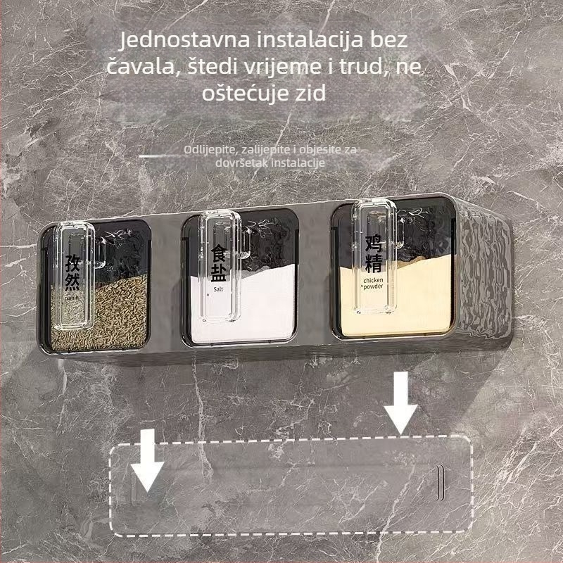 Plastična kutija za začine na zid u stilu laganog luksuza sa ladicom