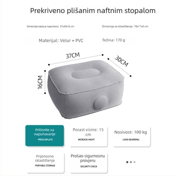Naduvljiva trokutasta potpora za stopala — flock PVC, debljina 18 mm, težina 230 g