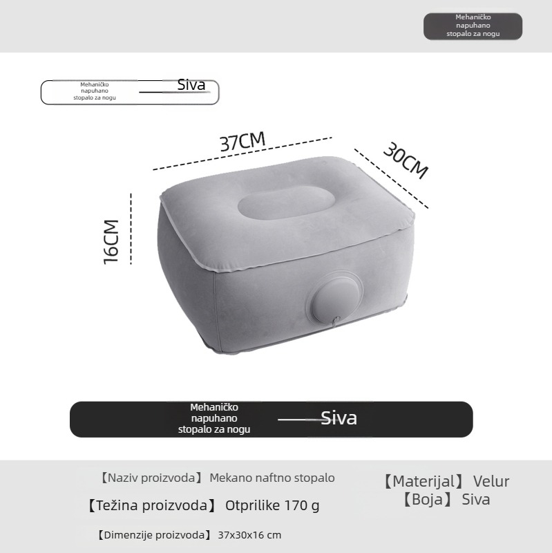 Naduvljiva trokutasta potpora za stopala — flock PVC, debljina 18 mm, težina 230 g