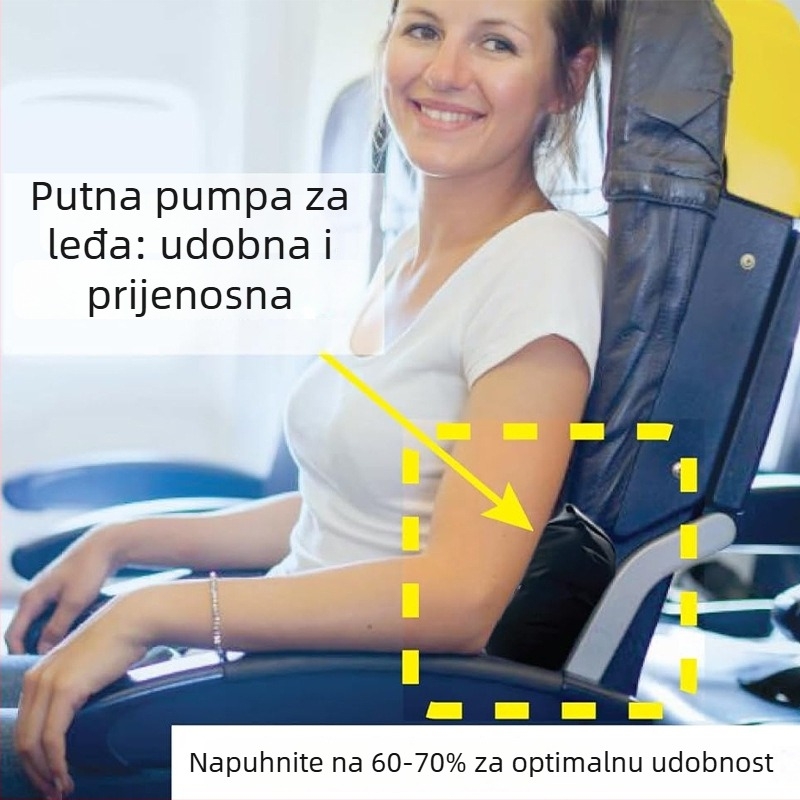 Naduvljivi lumbalni jastuk - samonapunjavajući putni jastuk za kampiranje, vlak, zrakoplov i automobil; 170 g, elastična TPU tkanina