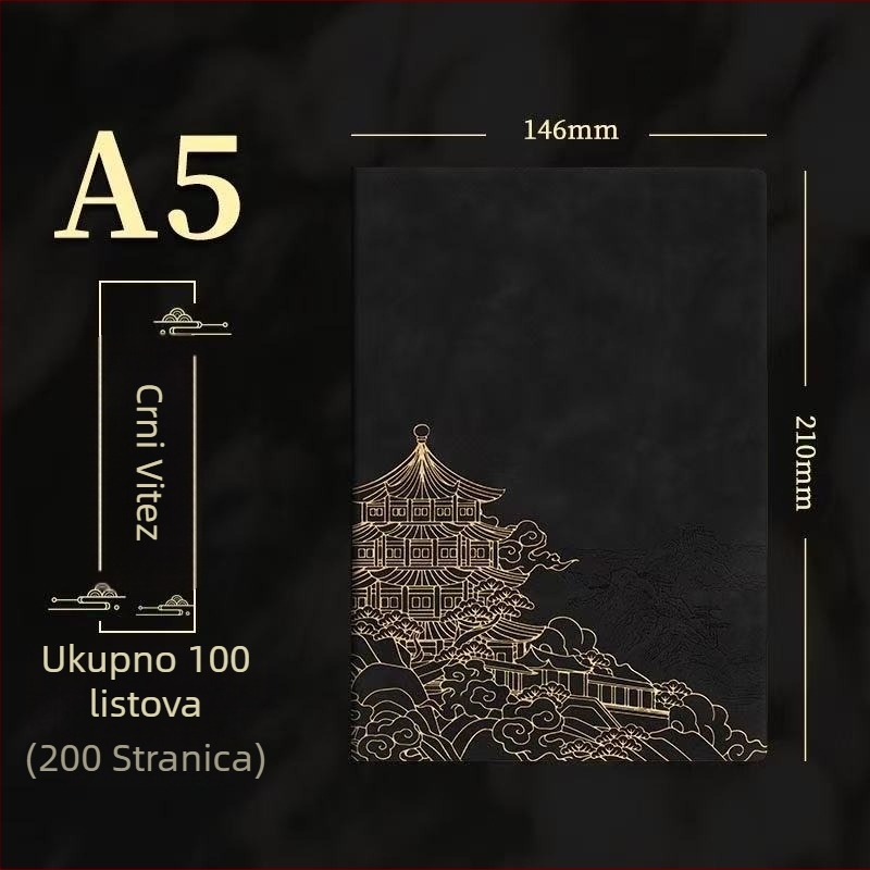Bilježnica s PU koricom, šivo povezivanje, Dowling papir, 80 g/m², 100–200 stranica