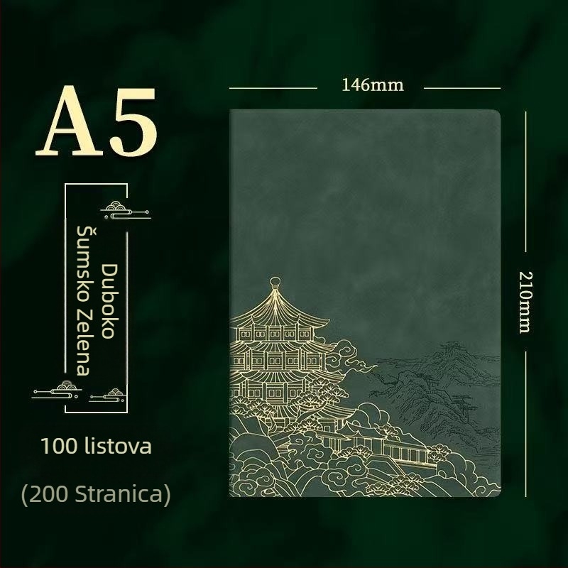 Bilježnica s PU koricom, šivo povezivanje, Dowling papir, 80 g/m², 100–200 stranica