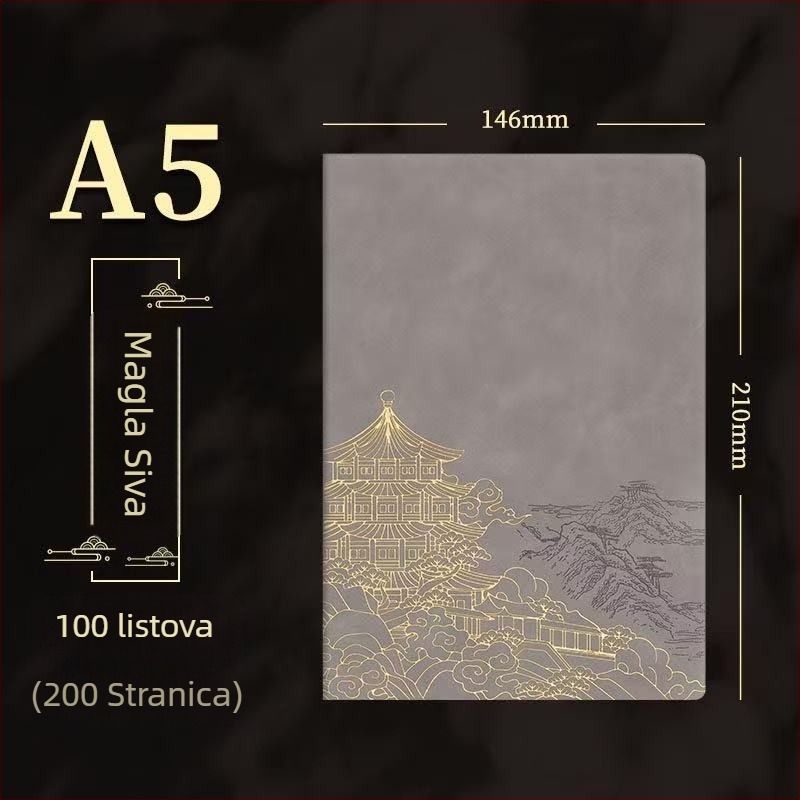 Bilježnica s PU koricom, šivo povezivanje, Dowling papir, 80 g/m², 100–200 stranica