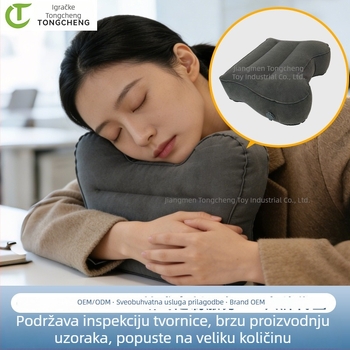 Naduvljiva jastučnica za putovanja, ekološki PVC, flokirana površina, debljina 0,35 cm, težina 0,2 kg, prilagodljivo, za odrasle