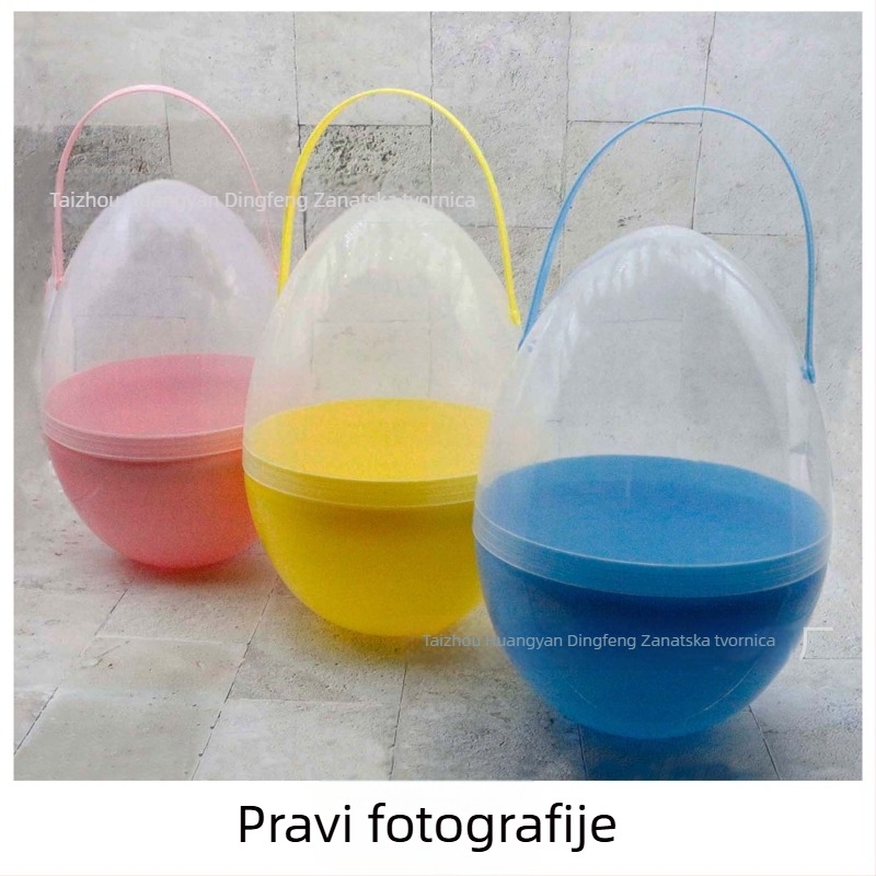 Prijenosno Uskrsno Jaje Gashapon s Drškom - DIY Model Igračka • Materijal: PP • Oblik: Prijenosno otvoreno jaje • Proizvodni proces: Blow molding • Kategorija: Uskrsna jaja • Prilagodba: Da