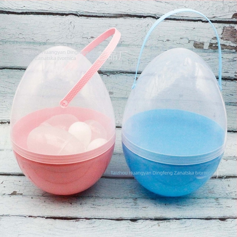 Prijenosno Uskrsno Jaje Gashapon s Drškom - DIY Model Igračka • Materijal: PP • Oblik: Prijenosno otvoreno jaje • Proizvodni proces: Blow molding • Kategorija: Uskrsna jaja • Prilagodba: Da