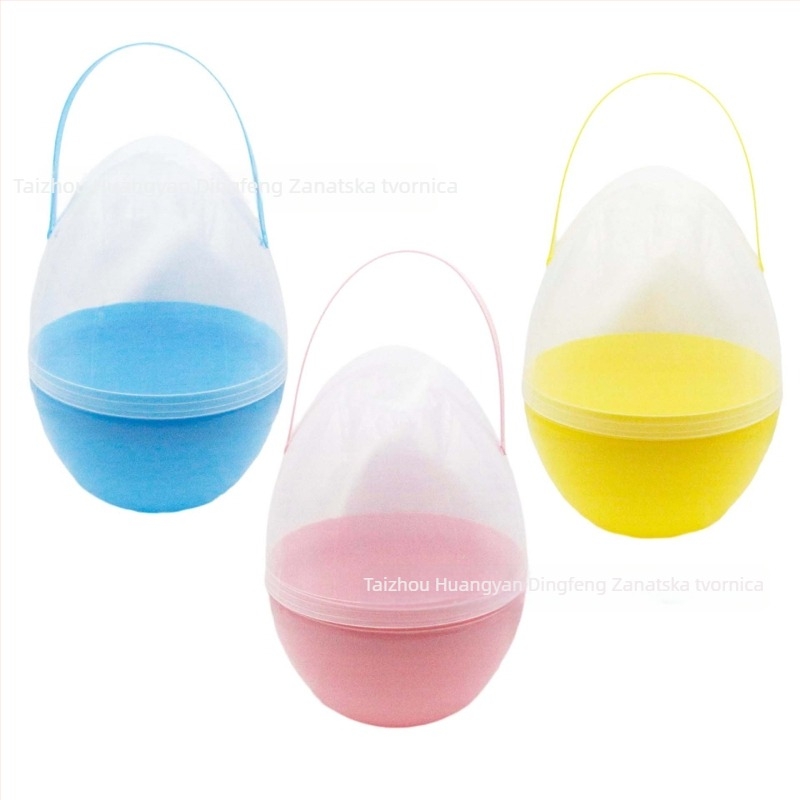 Prijenosno Uskrsno Jaje Gashapon s Drškom - DIY Model Igračka • Materijal: PP • Oblik: Prijenosno otvoreno jaje • Proizvodni proces: Blow molding • Kategorija: Uskrsna jaja • Prilagodba: Da