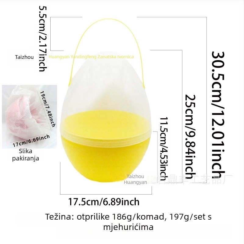 Prijenosno Uskrsno Jaje Gashapon s Drškom - DIY Model Igračka • Materijal: PP • Oblik: Prijenosno otvoreno jaje • Proizvodni proces: Blow molding • Kategorija: Uskrsna jaja • Prilagodba: Da