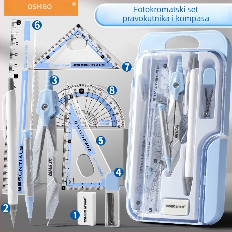 Set kompas i ravnalo Learn happily — neelektrični alati za matematičko crtanje