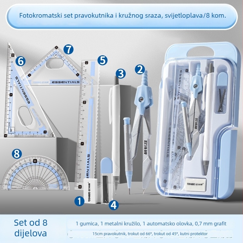 Set kompas i ravnalo Learn happily — neelektrični alati za matematičko crtanje
