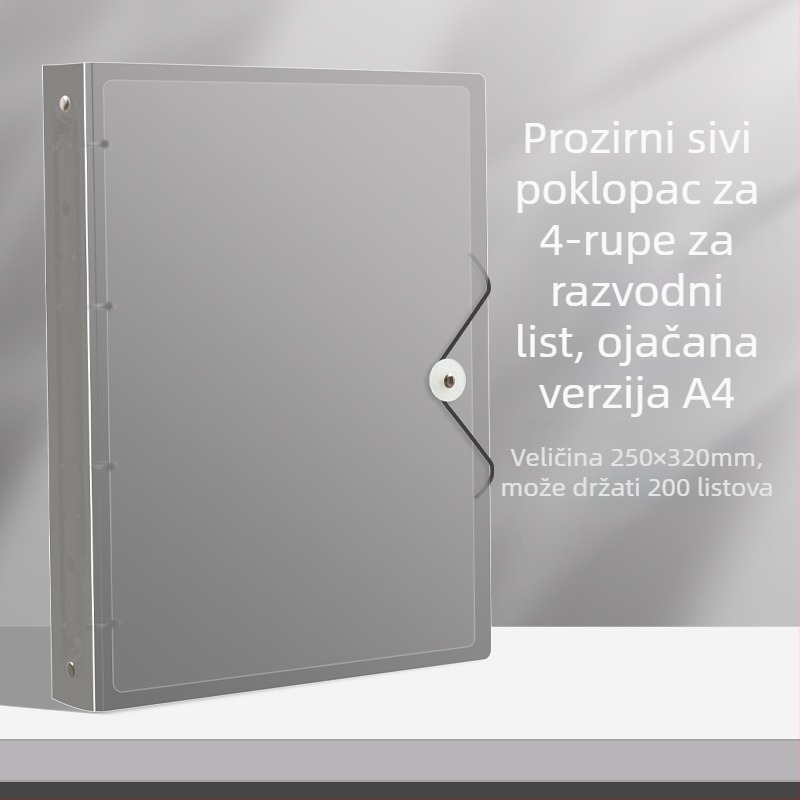 A4 mapa s 4 rupama, PP unutarnje stranice, 60 listova, mogućnost prilagodbe