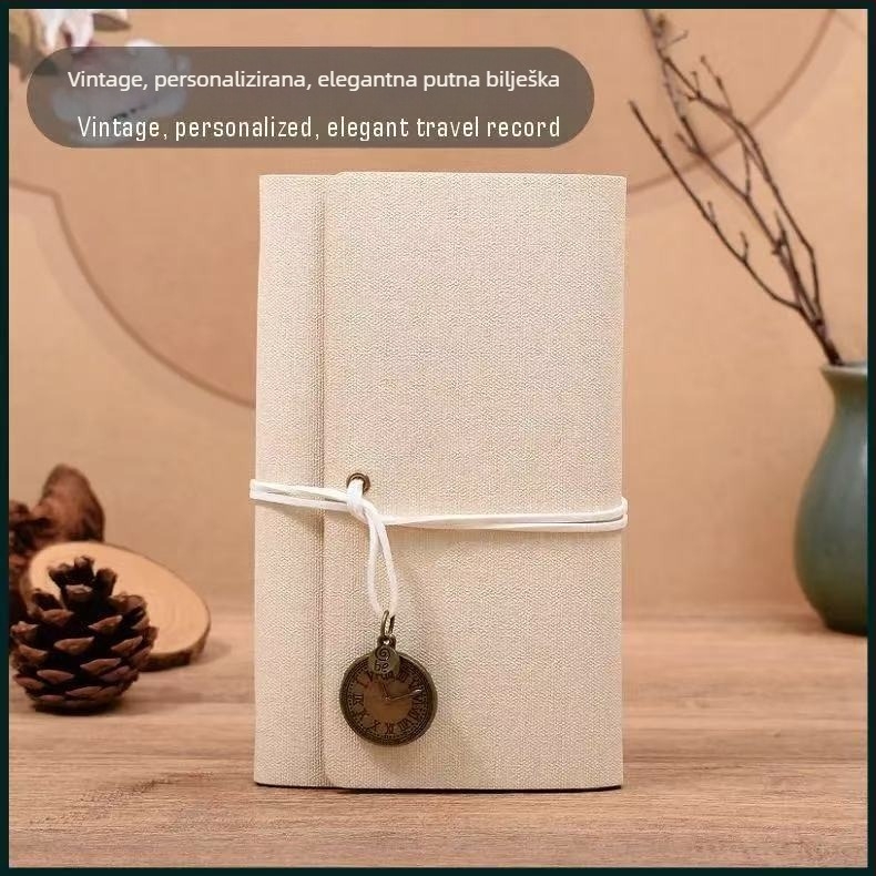 Bilježnica u retro stilu s logom na naslovnici i kaišem, s labavim listovima, Dowling papir 80 g/m², 50–100 stranica