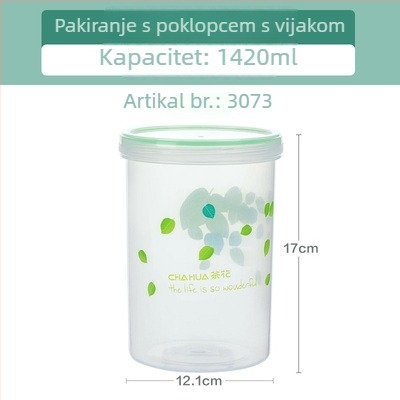 Plastična posuda za pohranu mliječnog praha, čajeva i suhog voća – okrugla, do 300 ml, kompatibilna s mikrovalnom pećnicom