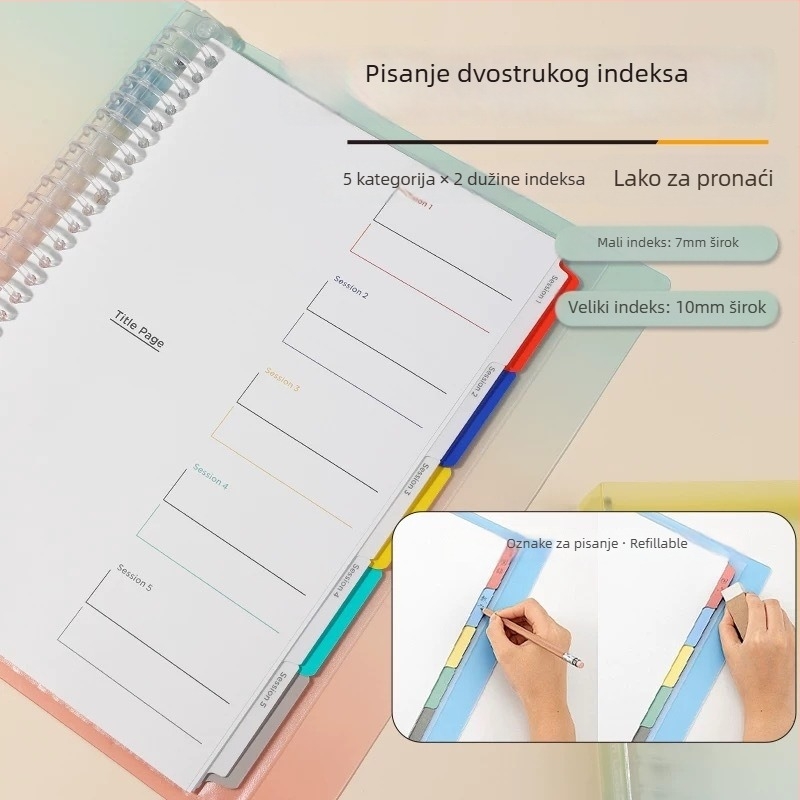 Manlewen F310 Debeli hrb, bilježnica s rastavljivim listovima, 120 stranica, dvostruki indeks