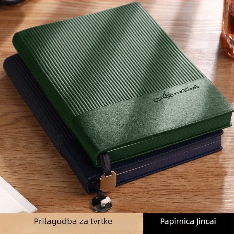 Bilježnica s omotom od umjetne kože, žično spajanje, Forest papir, 80 g/m², 100–200 stranica