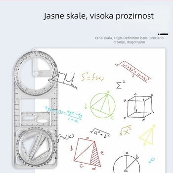 Pengyi višenamjenski geometrijski ravnalo za mjerenje kutova - plastično, model JHHTC, za učenike od osnovne do srednje škole