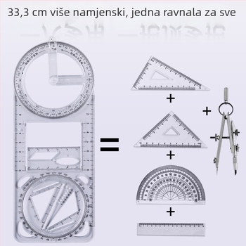 Pengyi višenamjenski geometrijski ravnalo za mjerenje kutova - plastično, model JHHTC, za učenike od osnovne do srednje škole