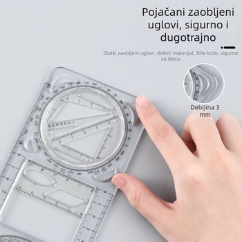 Pengyi višenamjenski geometrijski ravnalo za mjerenje kutova - plastično, model JHHTC, za učenike od osnovne do srednje škole