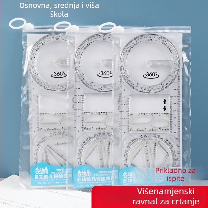 Pengyi višenamjenski geometrijski ravnalo za mjerenje kutova - plastično, model JHHTC, za učenike od osnovne do srednje škole