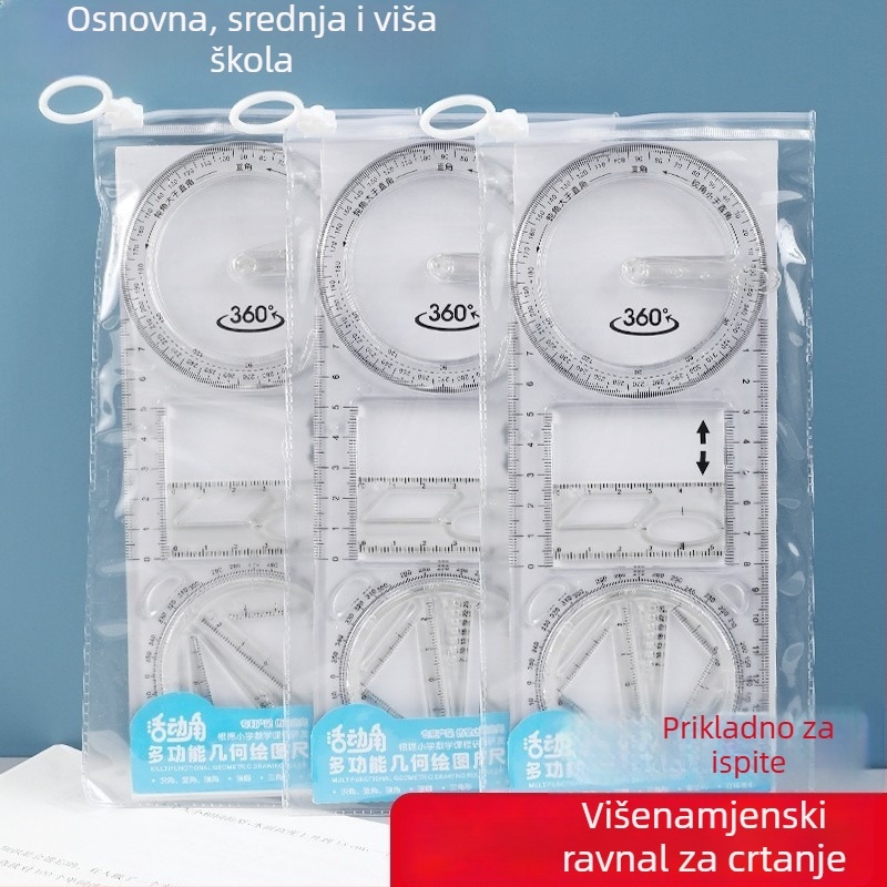 Pengyi višenamjenski geometrijski ravnalo za mjerenje kutova - plastično, model JHHTC, za učenike od osnovne do srednje škole