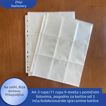 Prozirni album za kartice s 9 mreža – PP unutarnje stranice, model A4, 30 listova, 3 rupe za uvez, artikal A4-9