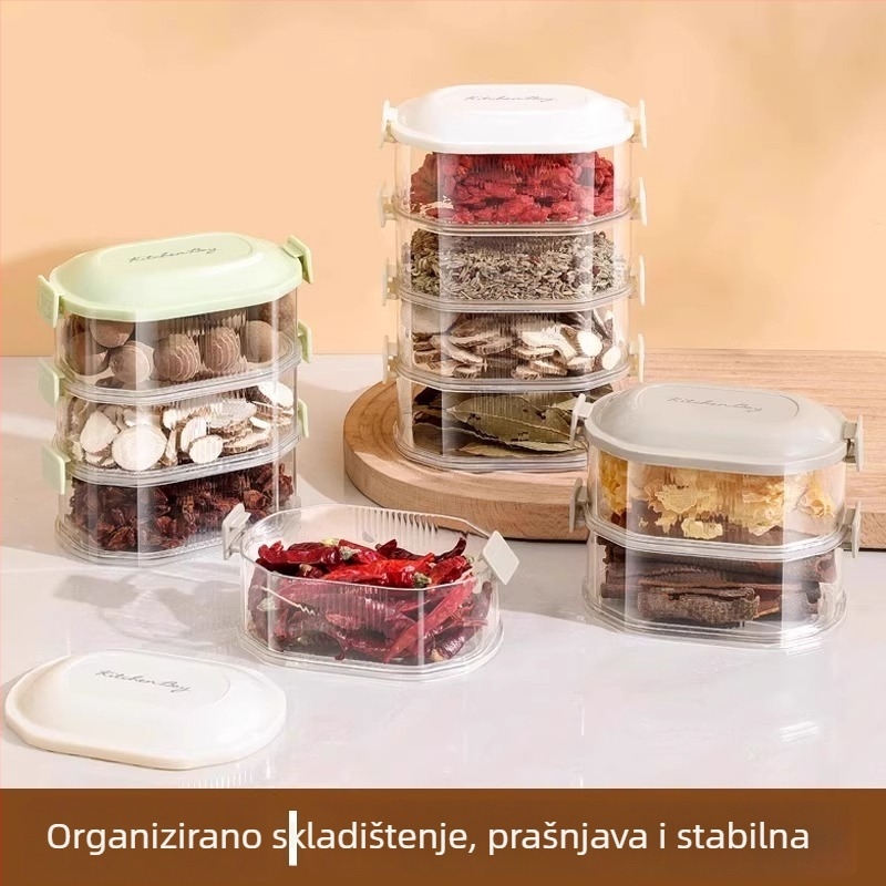 Mingtong kutija za začine, plastična, prehrambena kvaliteta, zatvoreni spremnik za čvrste začine, moderan minimalistički stil