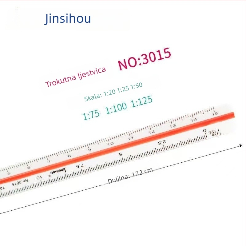 Golden Monkey trokutasti ravnalo, plastično, sa šest skala