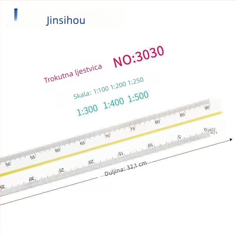 Golden Monkey trokutasti ravnalo, plastično, sa šest skala