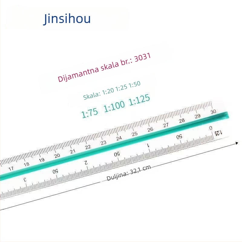 Golden Monkey trokutasti ravnalo, plastično, sa šest skala