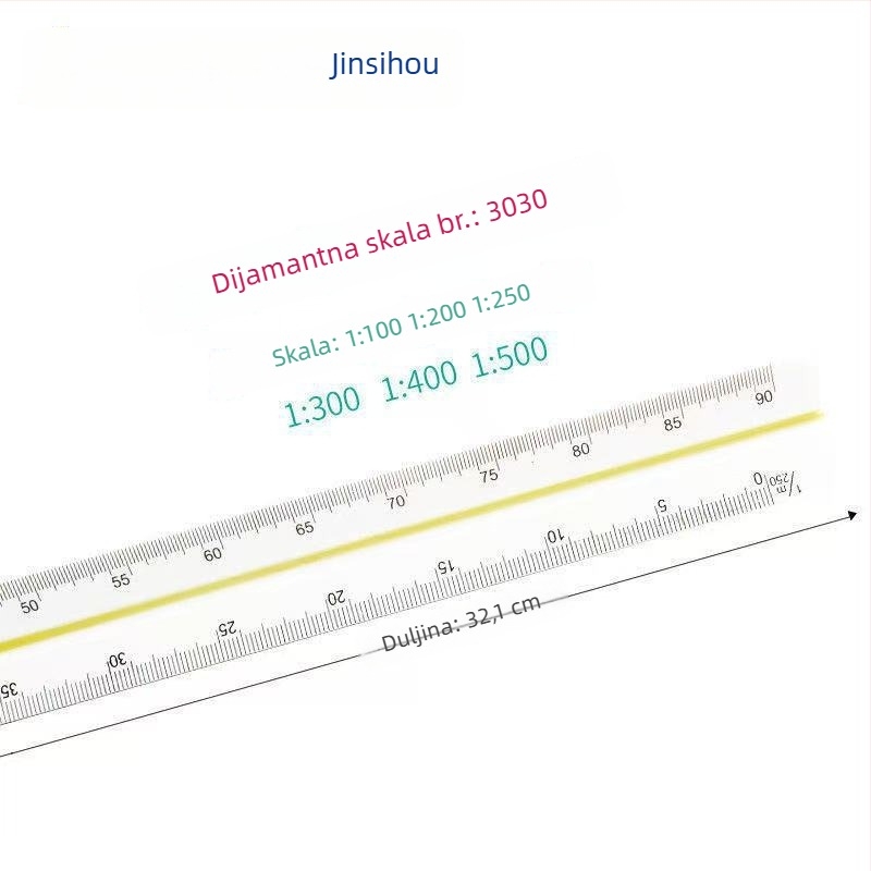 Golden Monkey trokutasti ravnalo, plastično, sa šest skala