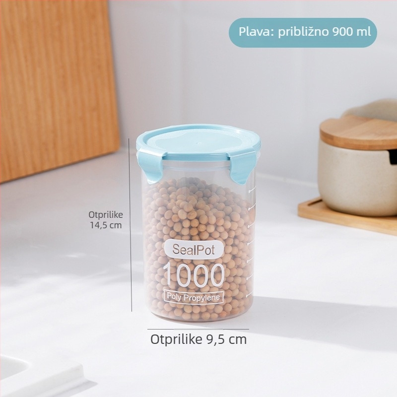 Plastična okrugla posuda za pohranu hrane s poklopcem, prozirna, kapacitet 800–1000 ml